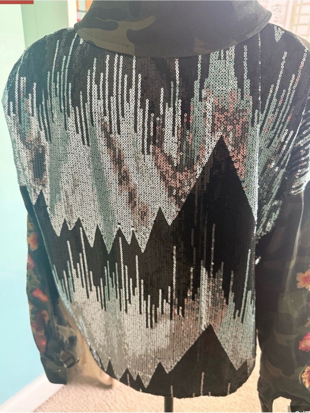 Savanna Jane Olive & Brown Camo Utility Jacket with Floral Sleeve - Picture 6 of 7